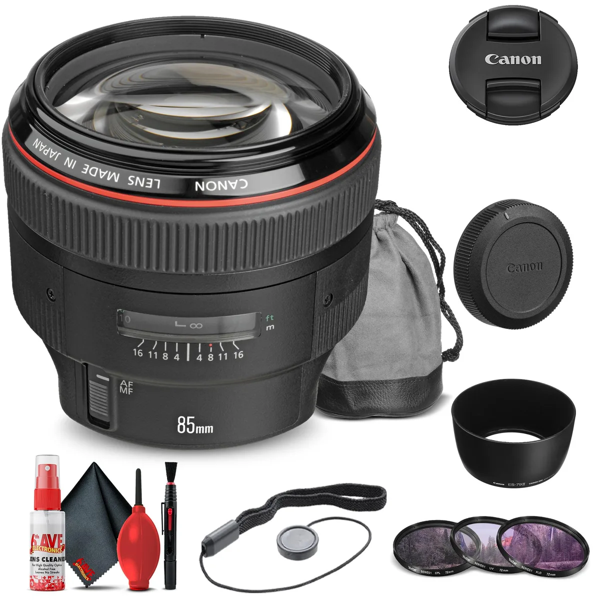 Canon Canon EF 85mm f/1.2L II USM Lens + Filter Kit + Cap Keeper Bundle — product photo