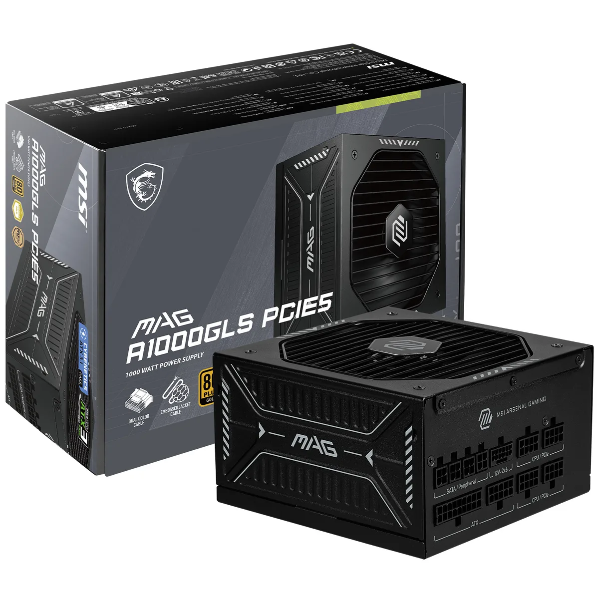 MSI MSI MAG A1000GLS PCIE5 1000W ATX 3.1 power supply — product photo