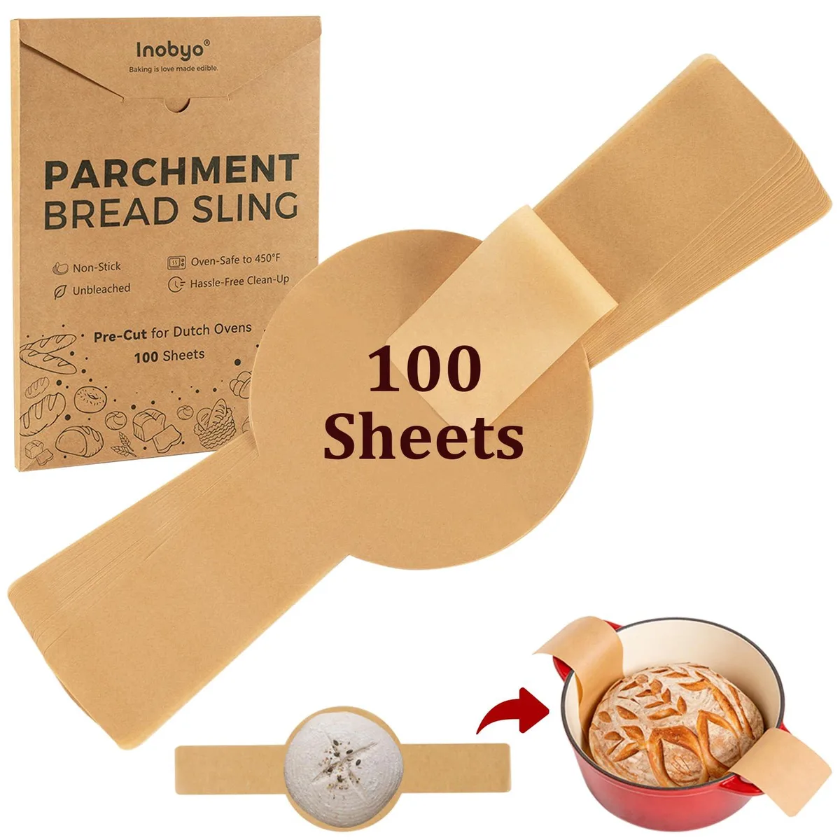 Inobyo Parchment Paper Bread Sling 100 Pcs — product photo