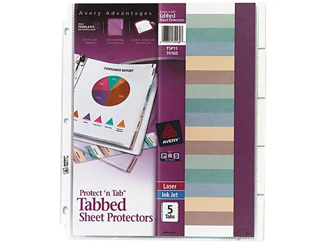 Avery Avery 74160 Protect 'n Tab Sheet Protectors with 5-Tab Inserts — product photo