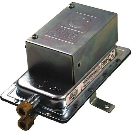 Steel conduit-box pressure switch with adjustment dial and mounting screws