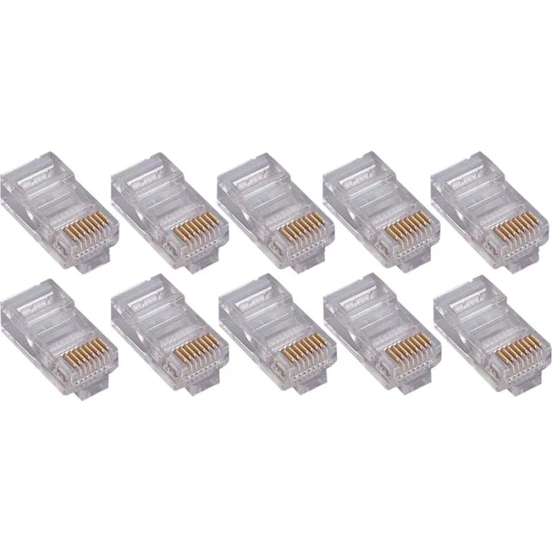 100 gold-plated RJ45 modular plugs in assorted colours