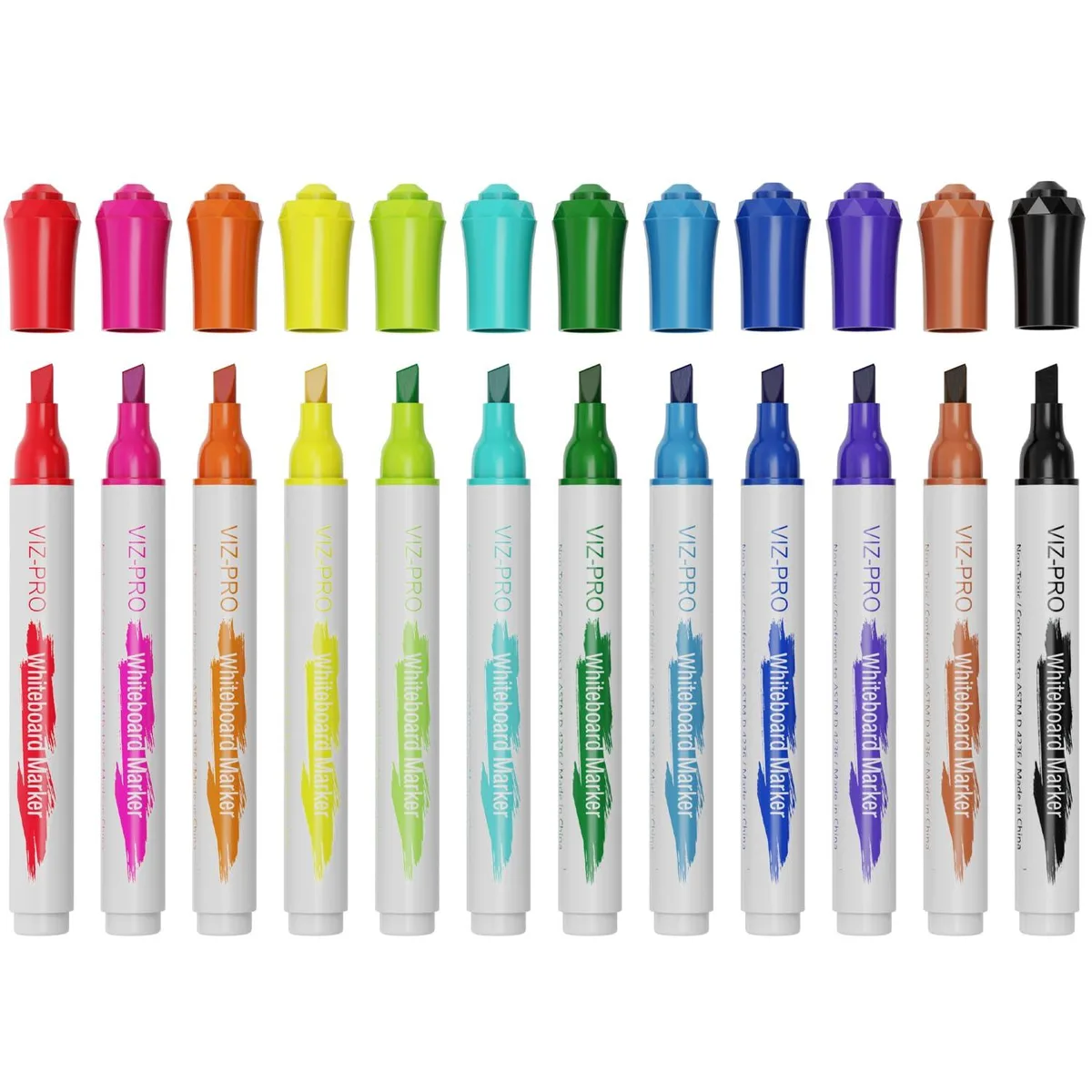 Box of twelve chisel-tip dry-erase markers in assorted colours
