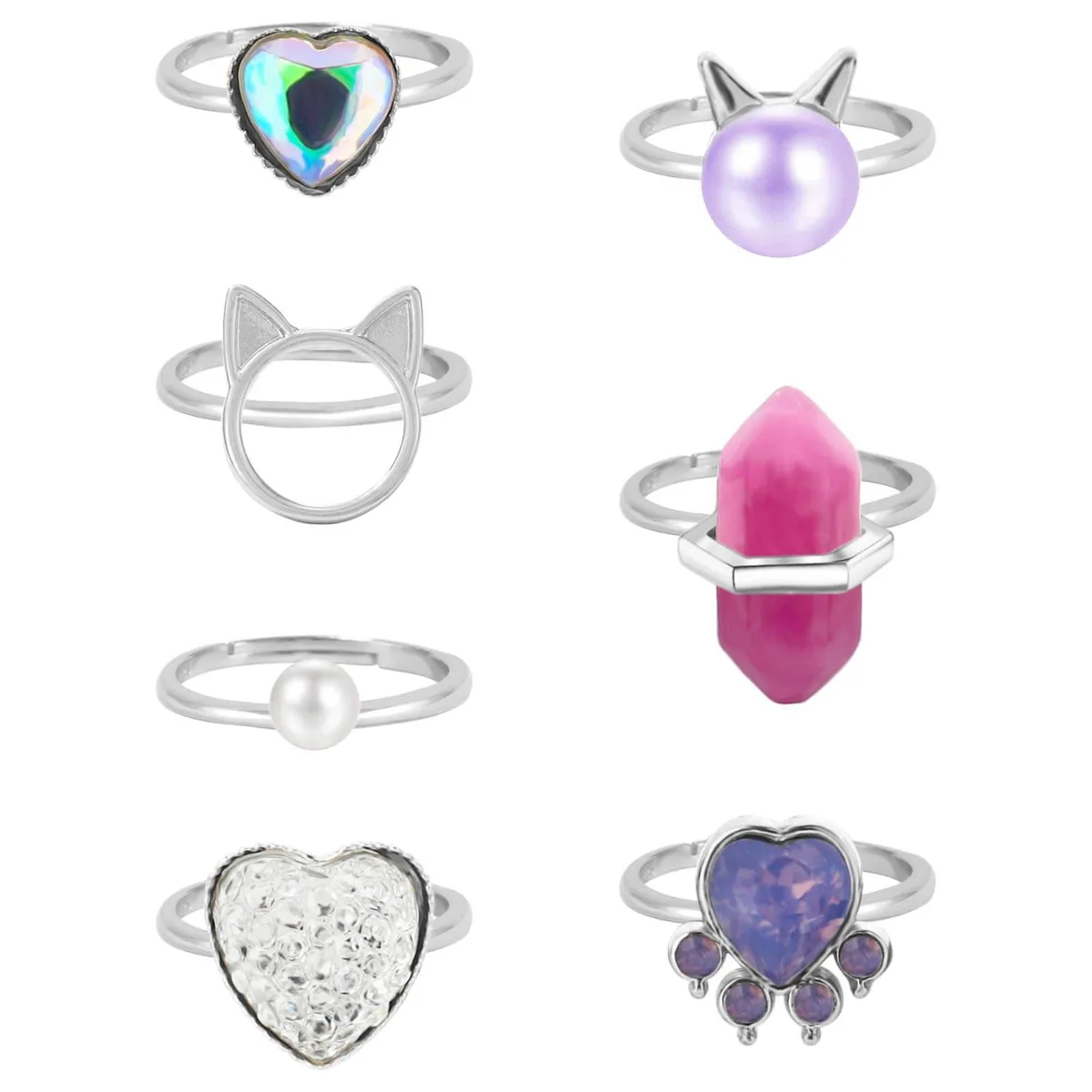  NEWITIN NE2996 Adjustable Crystal Ring Set 7 Pieces — product photo