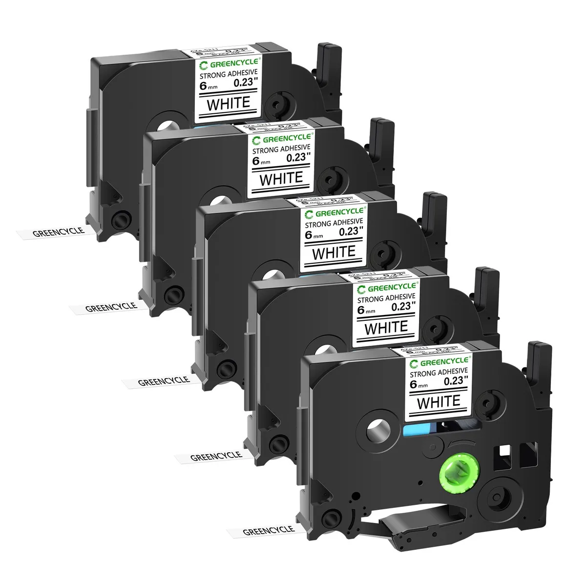 GREENCYCLE GREENCYCLE TZe-S211 6mm Black on White labelmaker tape 5 pack — product photo