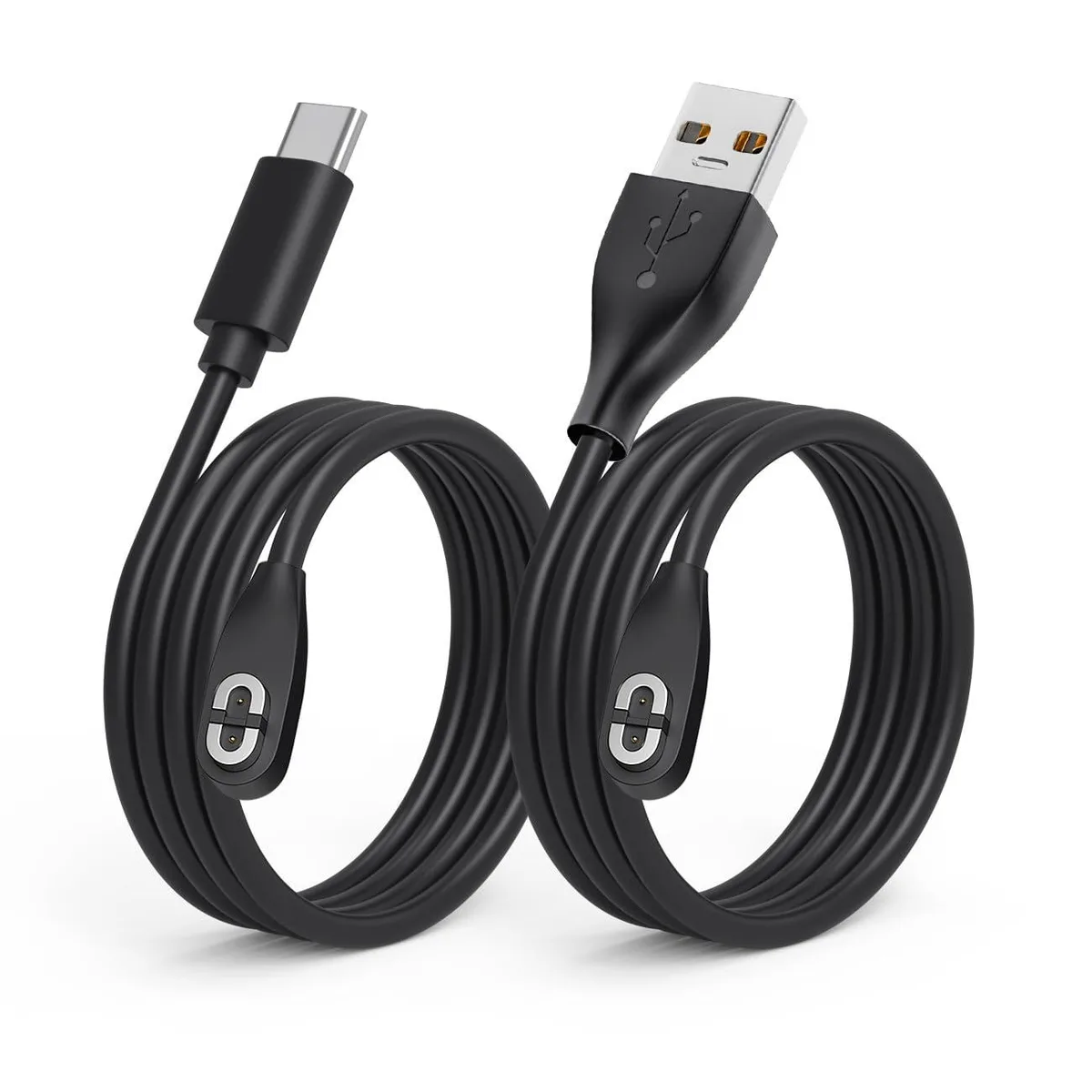 weishan 2-Pack USB & USB-C Magnetic Charging Cable 3.3ft Black — product photo