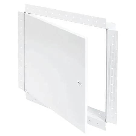 Square white steel access door with hidden hinge and cam latch