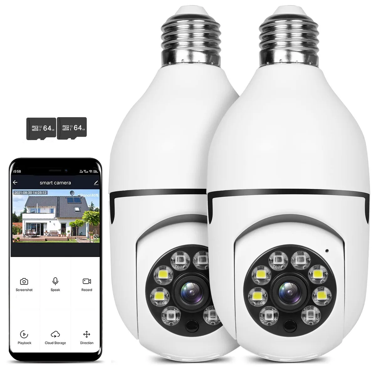 vibebli vibebli E27 1080P PTZ Security Camera 2-pack 64G — product photo