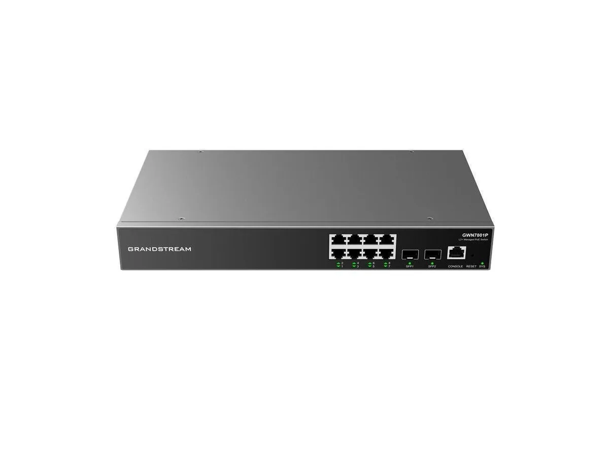 Grandstream Grandstream GWN7801P network switch 8 Gigabit Ethernet ports 2 Gigabit SFP ports 8 PoE ports — product photo
