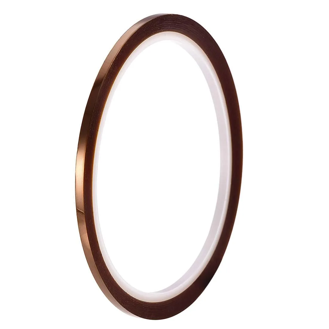 Brown polyimide tape roll 1/8 inch wide 98 feet long single sided matte finish