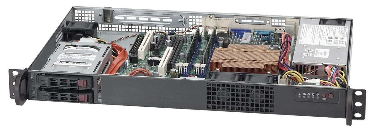 Supermicro Supermicro CSE-510T-203B 1U server chassis 200W 2×2.5" hot-swap SAS/SATA — product photo