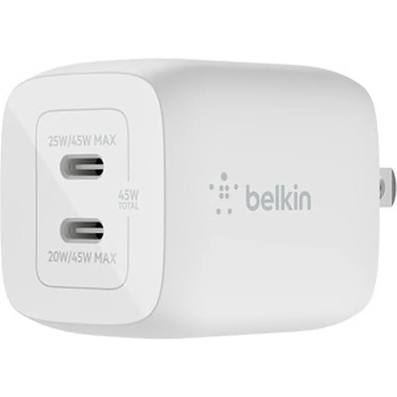 Belkin Belkin WCH011DQWH 45W dual USB-C GaN charger — product photo