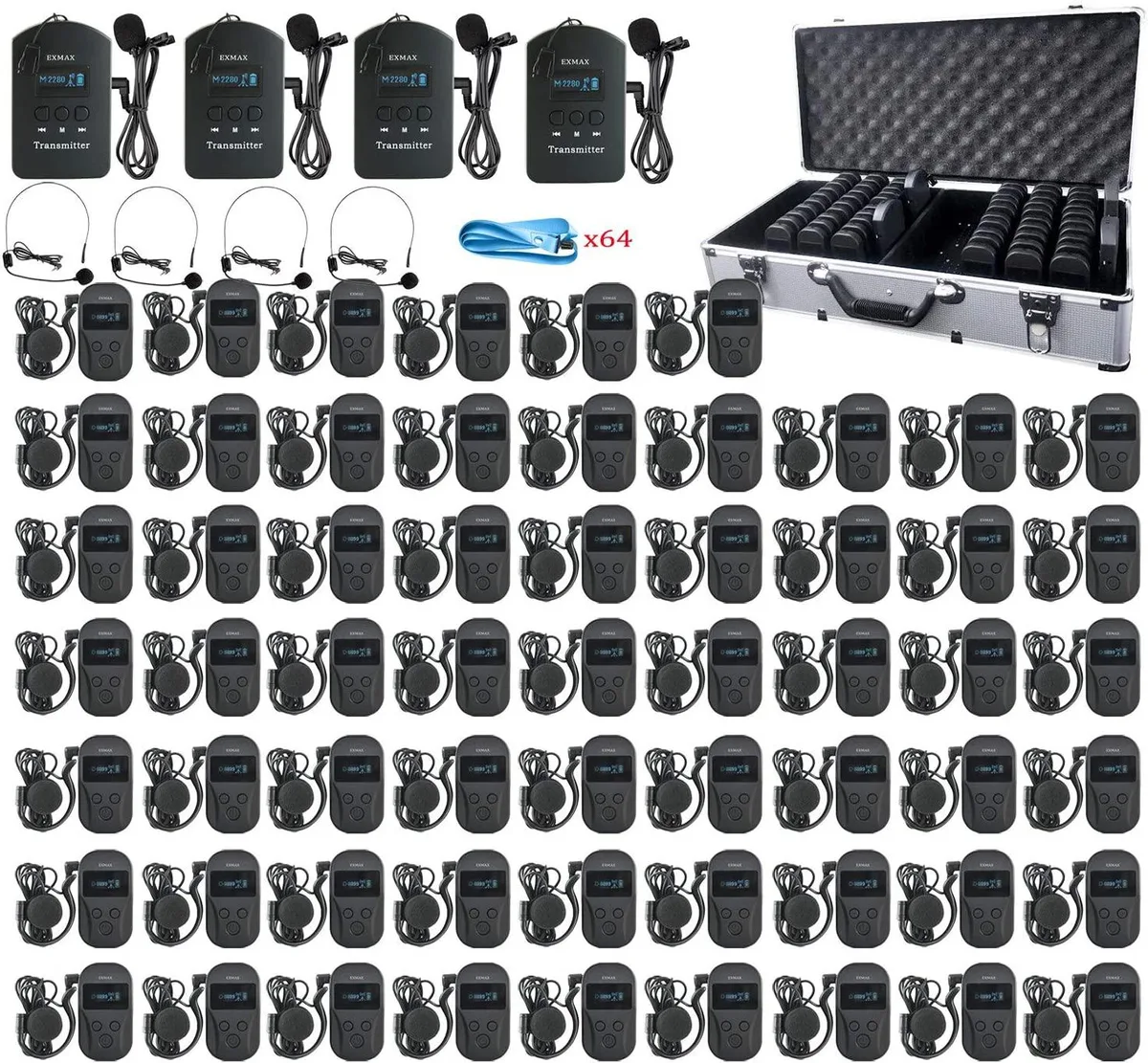 BFKK BFKK 2.4G Wireless Tour Guide System 4 Transmitters 60 Receivers — product photo