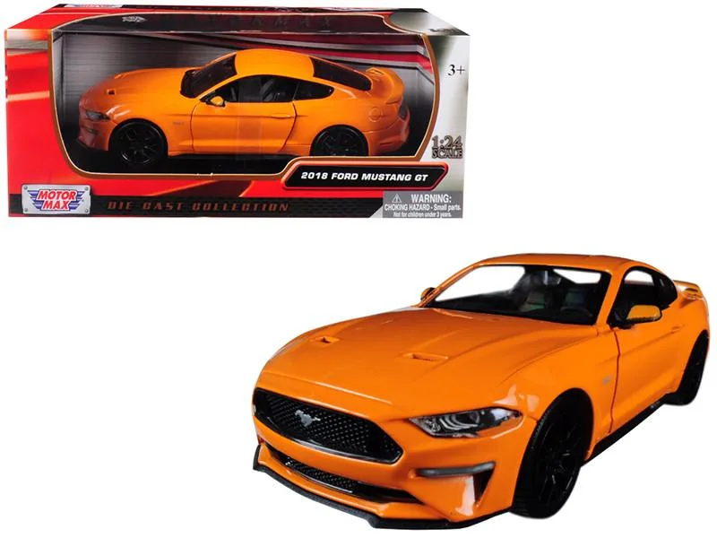 MOTORMAX MOTORMAX 2018 Ford Mustang GT 5.0 Orange Black Wheels 1/24 Diecast Vehicle — product photo