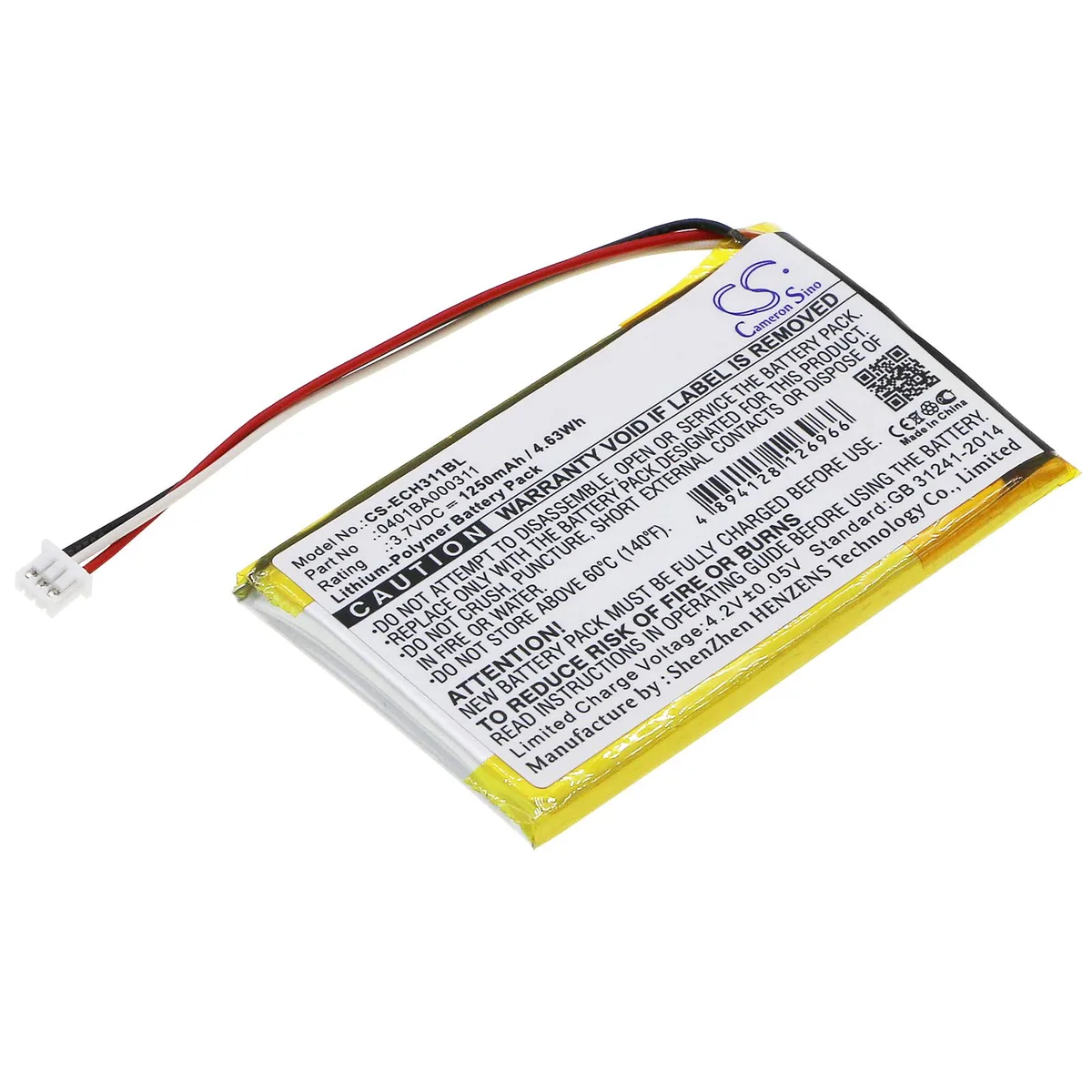 Cameron &amp; Co Cameron &amp; Co DS-CS-ECH311BL standard battery 1.25 Ah 3.7 V 1250 mAh black — product photo