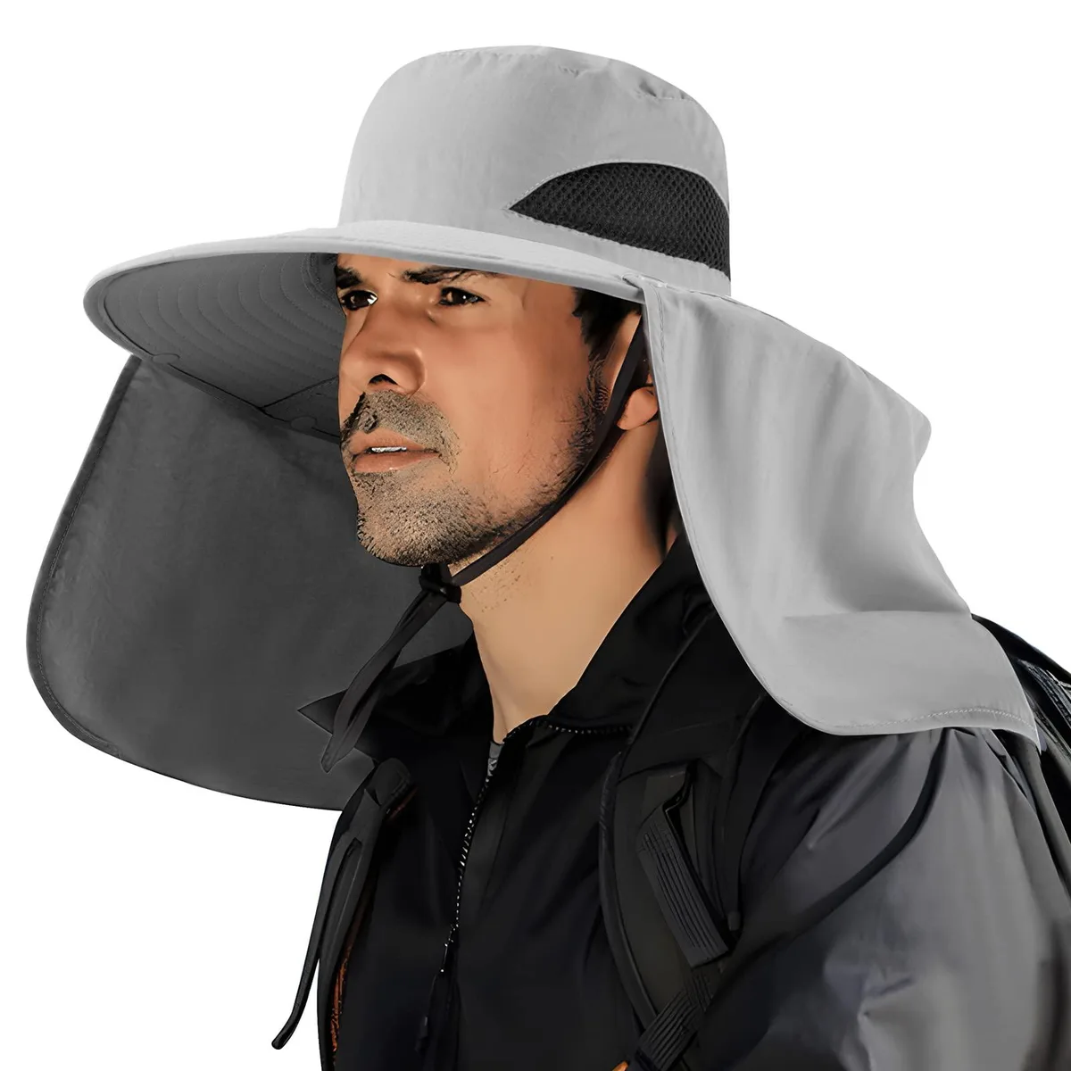  DOCVIT Charm-1374 UPF 50+ Wide Brim Bucket Hat Light Grey — product photo