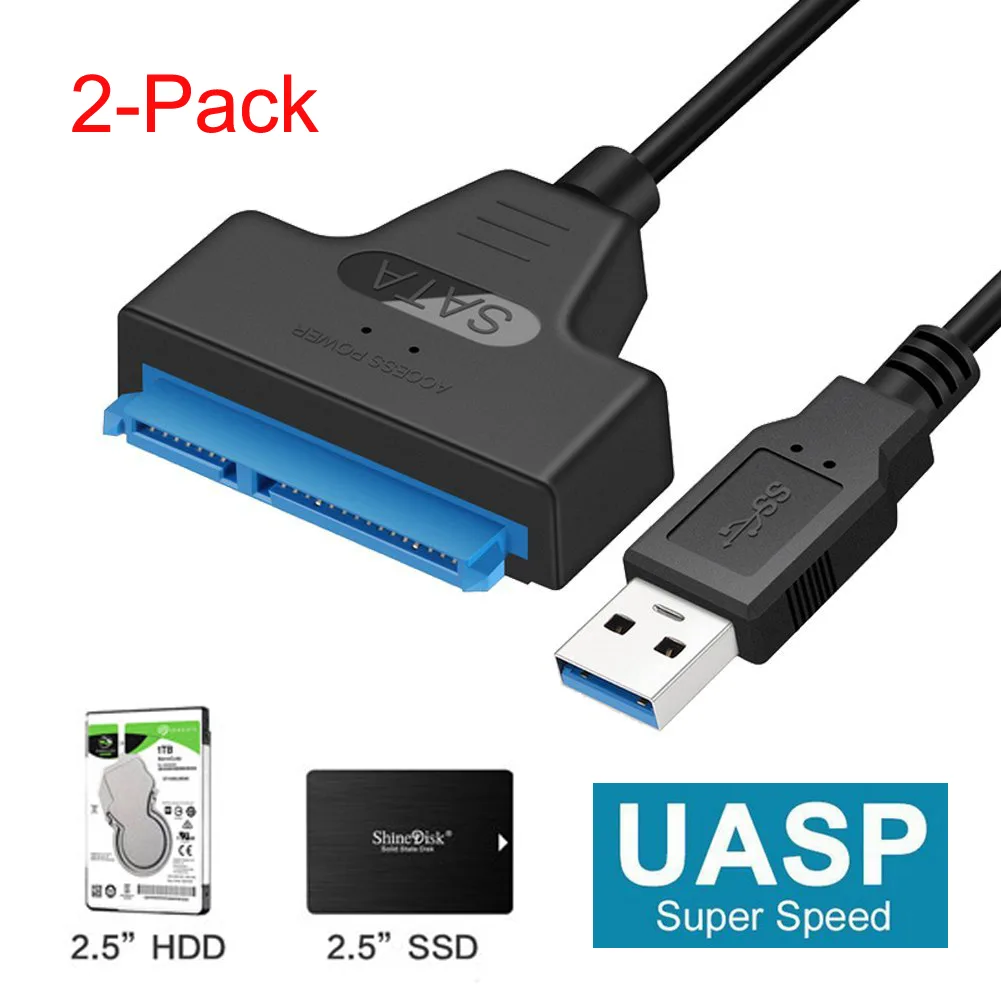 ESTONE ESTONE USB 3.0 to 2.5 SATA Hard Drive Adapter Cable 2-Pack — product photo