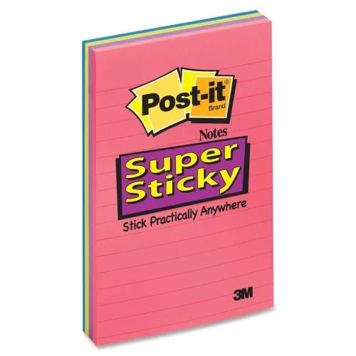 3M 3M 4621SSAU Super Sticky Lined Pads 4" x 6" Assorted 4/Pack 180 Sheets — product photo