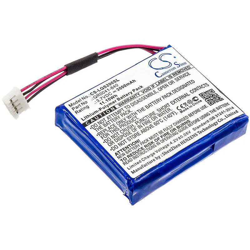 Rectangular black battery pack with connector wires