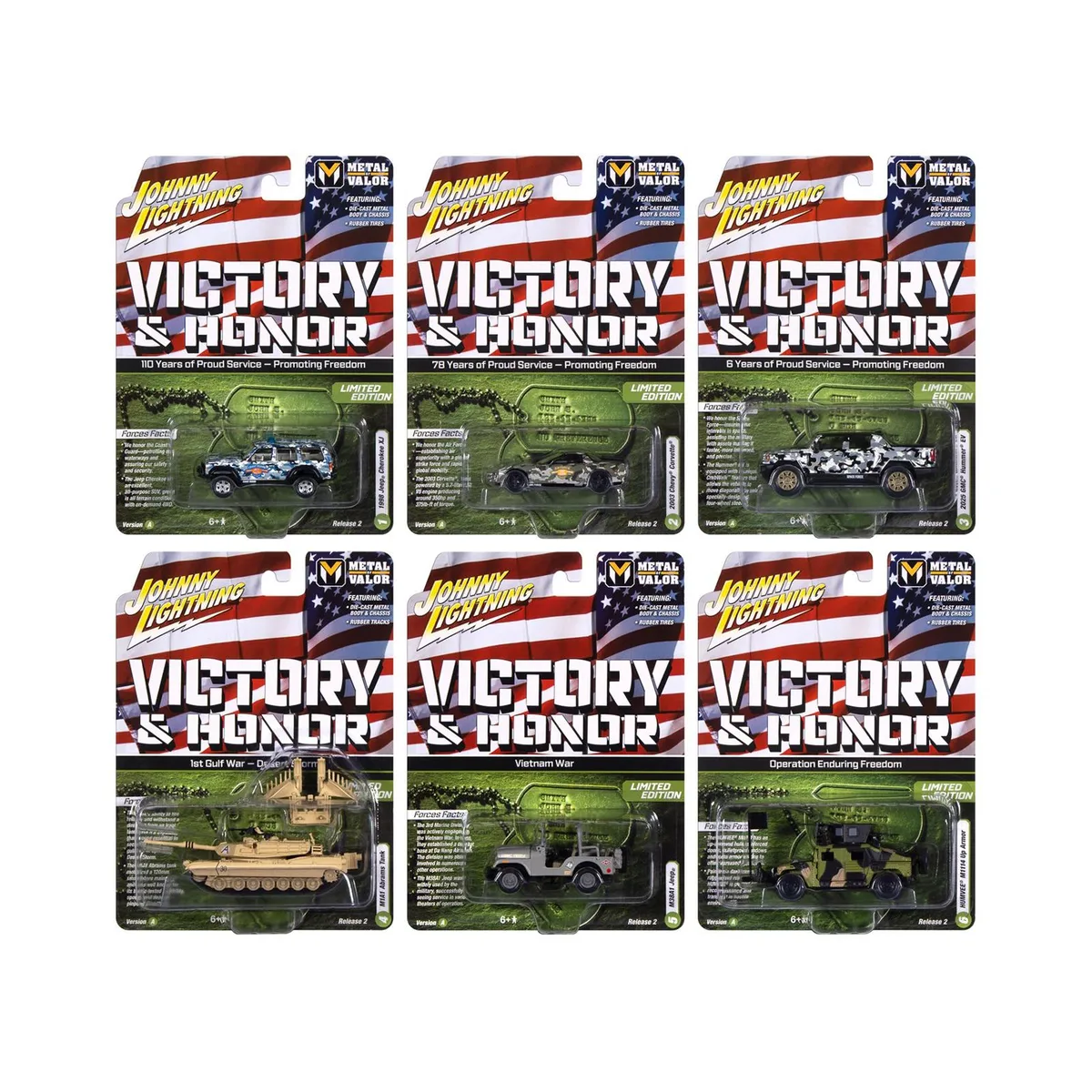 JOHNNY LIGHTNING JOHNNY LIGHTNING "Military" Set A 6pc 2025 Release 2 1/64 Diecast hobby collectible — product photo