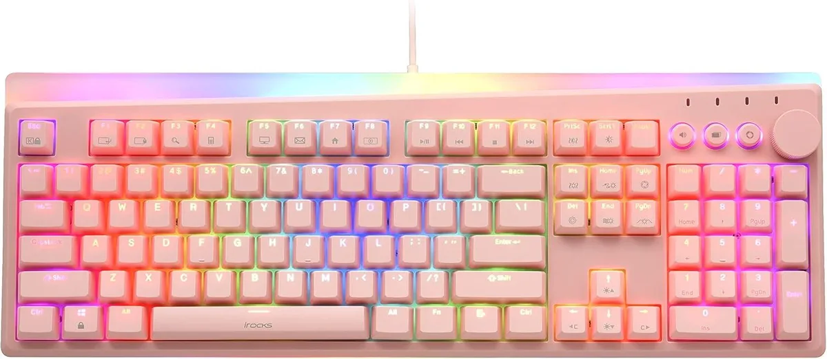 TUKO TUKO K71M RGB Mechanical Gaming Keyboard Brown Switches 107 Keys PBT Pink — product photo
