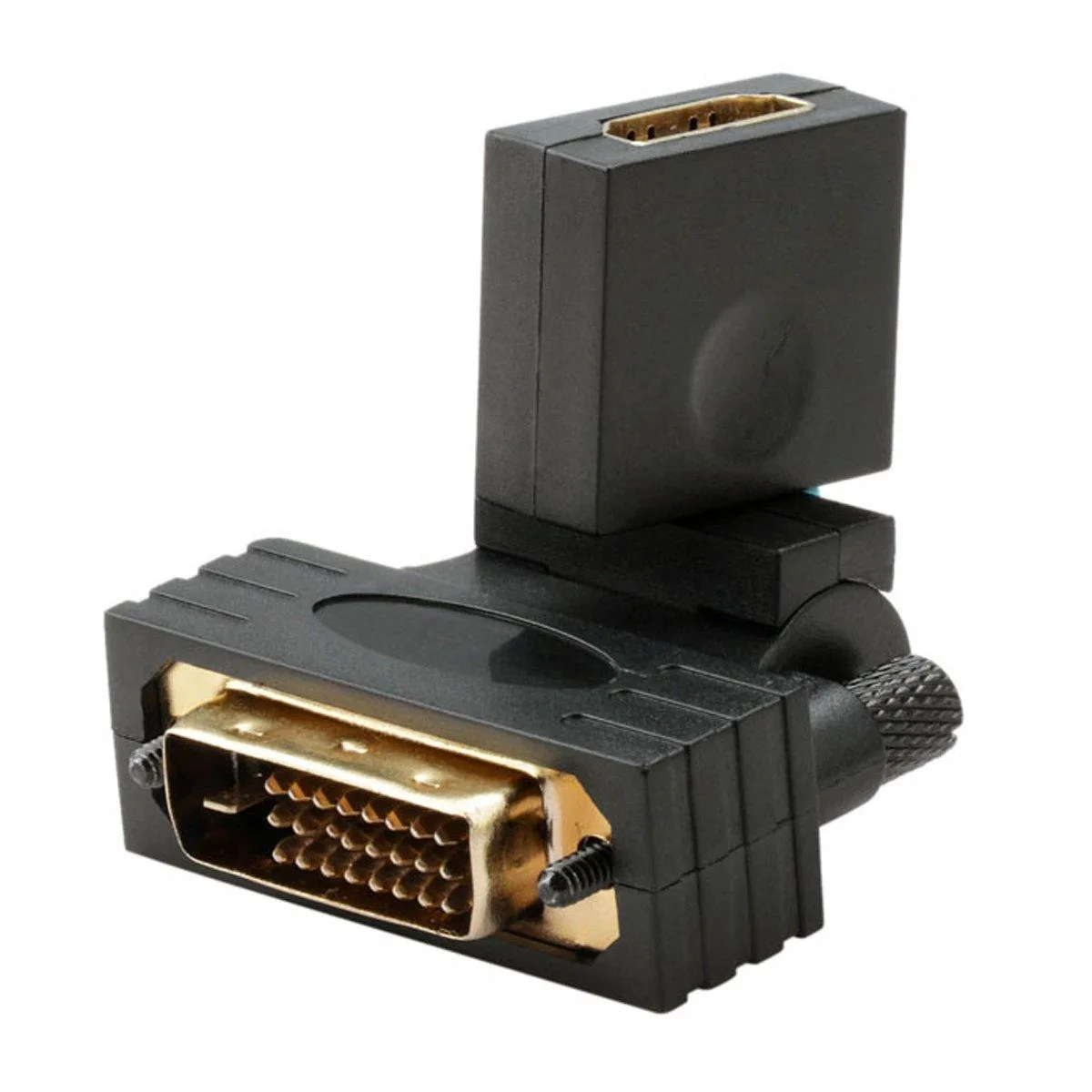 Compact rotating HDMI to DVI adapter with gold connectors