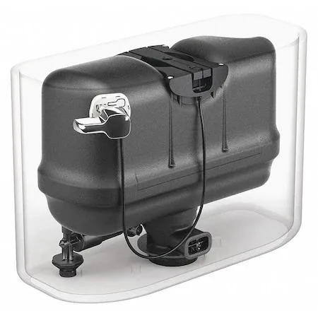 White plastic pressure-assist flushing tank with handle kit