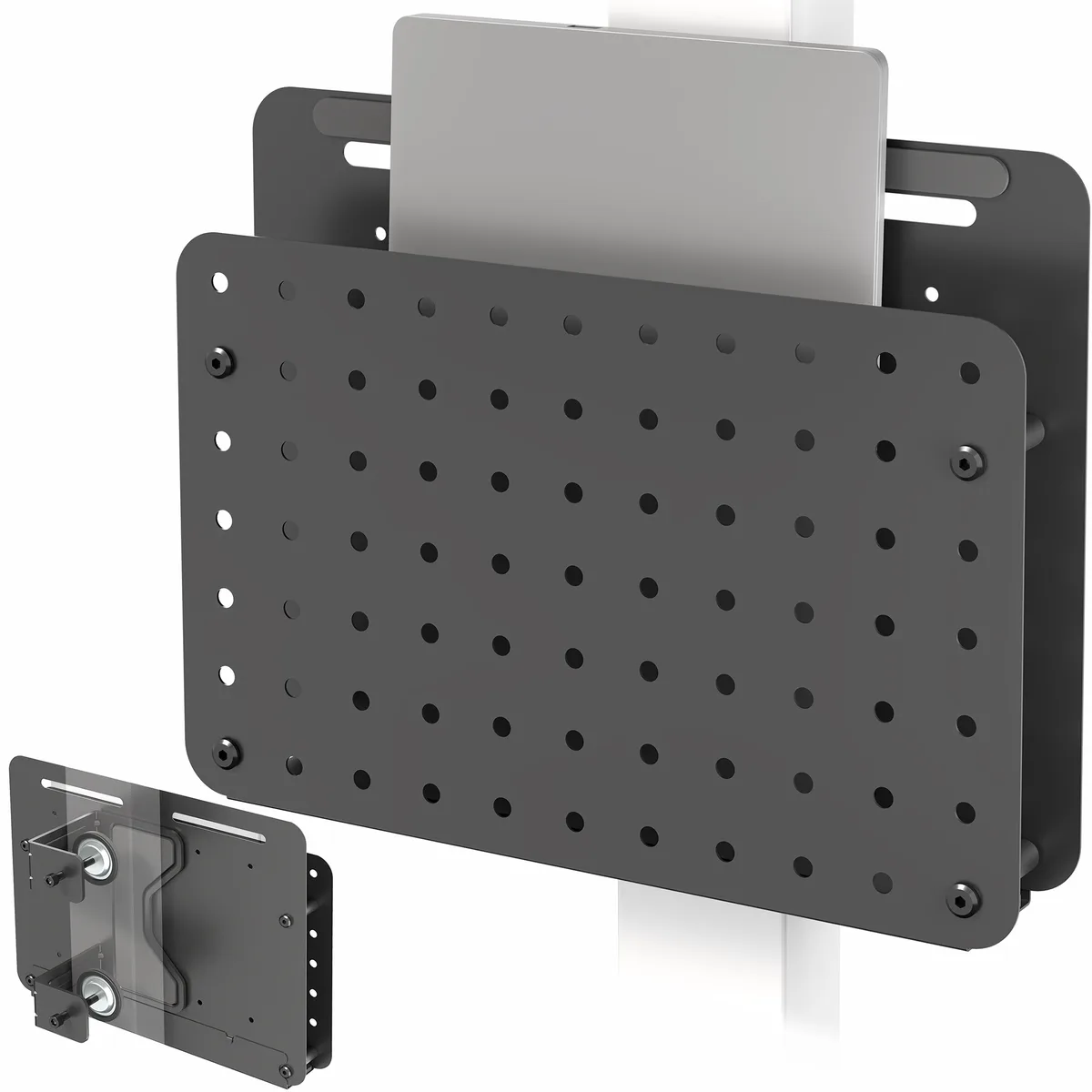VIVO VIVO Clamp-on Desk Leg Laptop Holder with Pegboard, Magnetic Tablet Sleeve — product photo