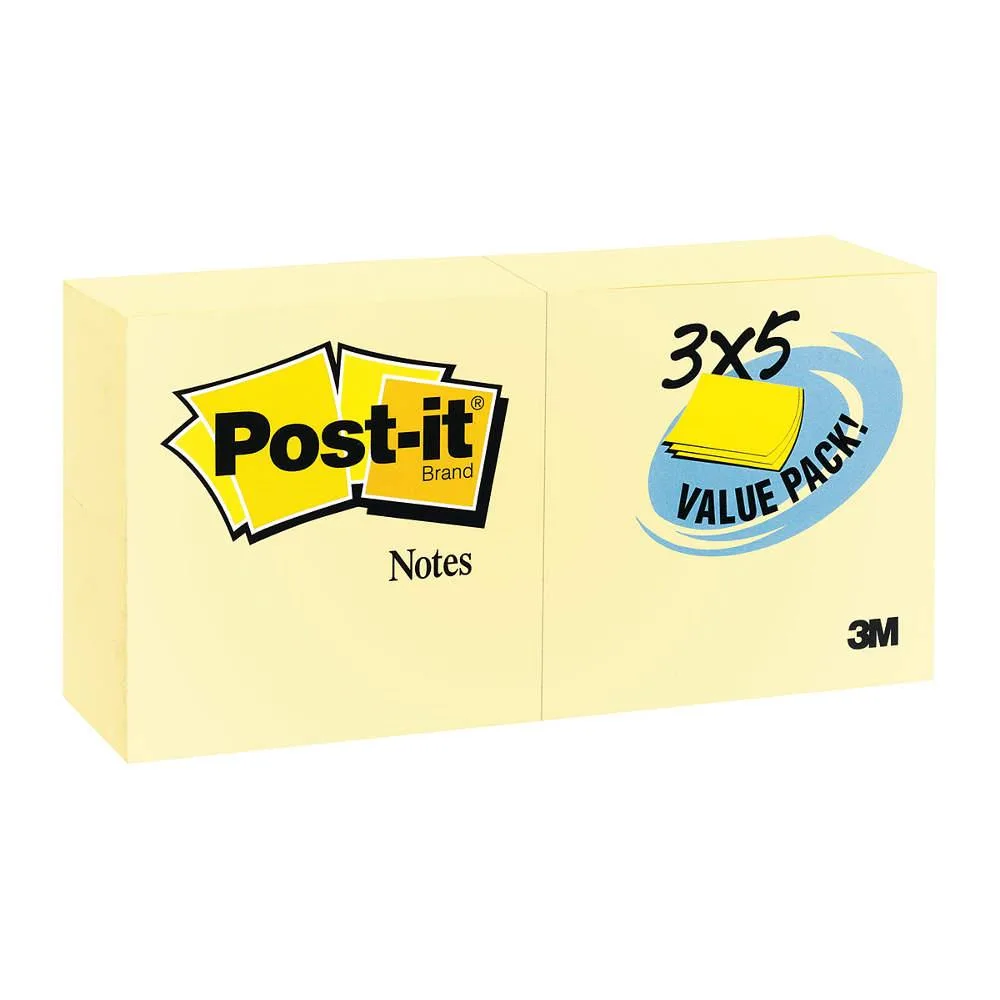 Post-it Post-it 655 Sticky Notes 3x5 in Yellow 24 pads 100 sheets — product photo