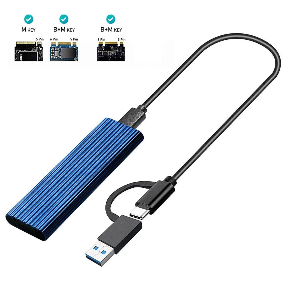 YINGHUA YINGHUA M.2 NVME SATA USB 3.1 Enclosure 10Gbps Blue — product photo