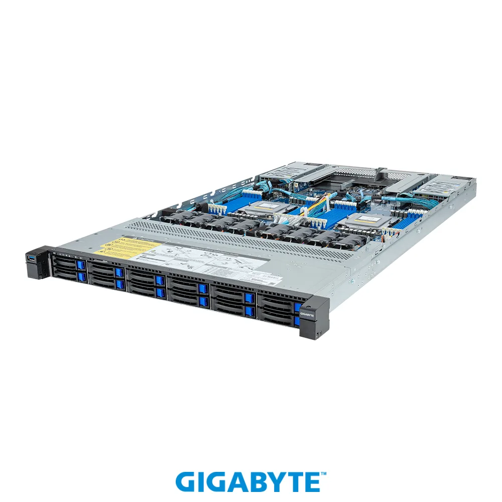 GIGABYTE GIGABYTE R183-Z92-AAD3 AMD EPYC 9004 1U DP 12-Bay SATA/SAS Barebone Server — product photo