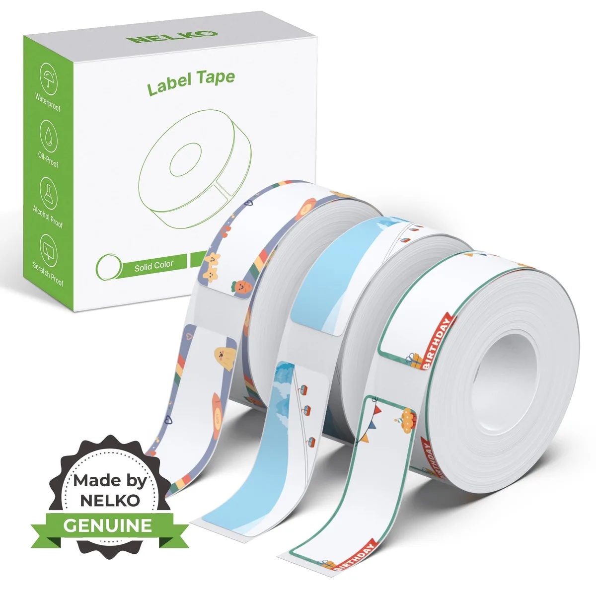 Nelko P21 Label Tape 14x40mm Birthday 3 Rolls — product photo