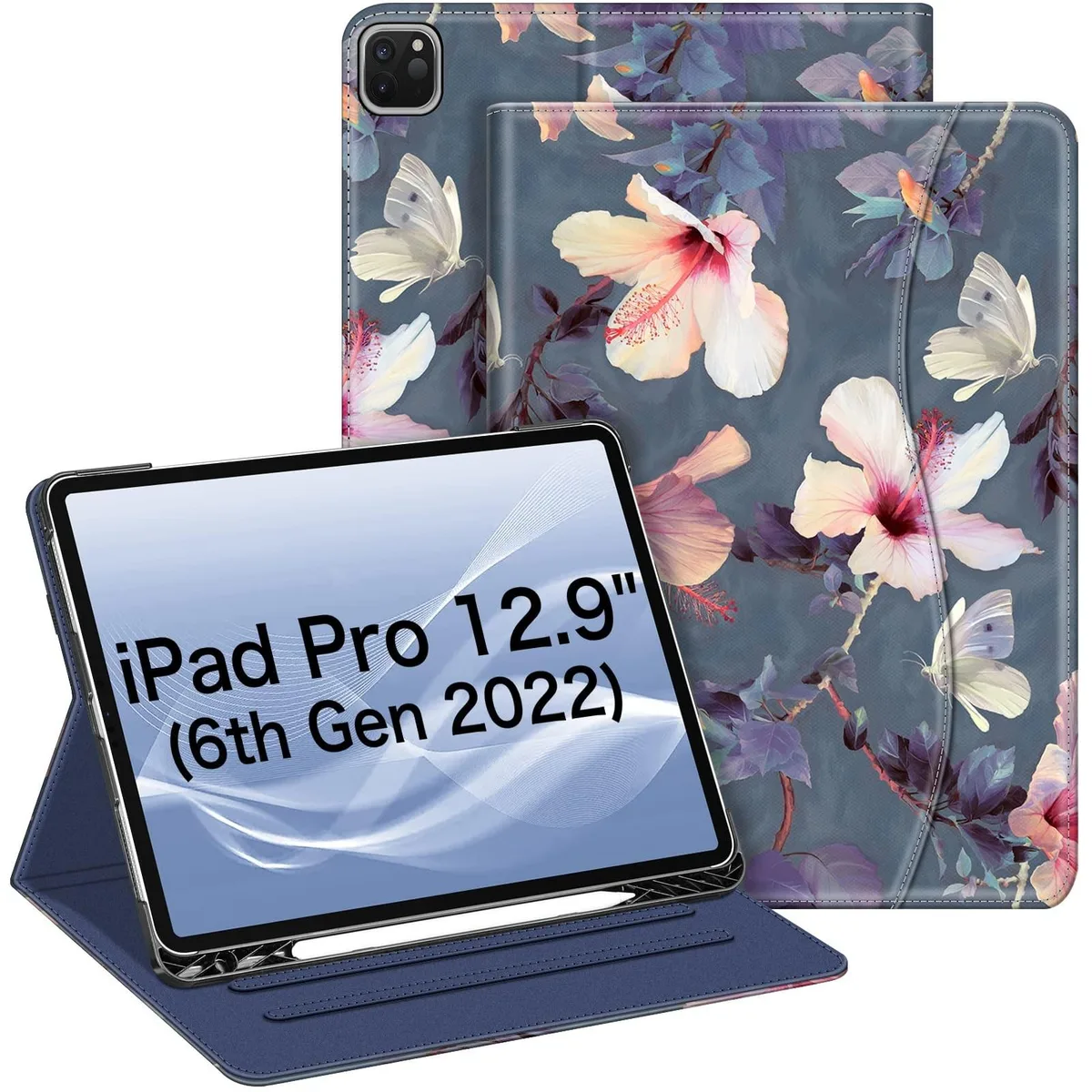 Fintie Fintie Folio Case iPad Pro 12.9 2018-2022 Blooming Hibiscus — product photo