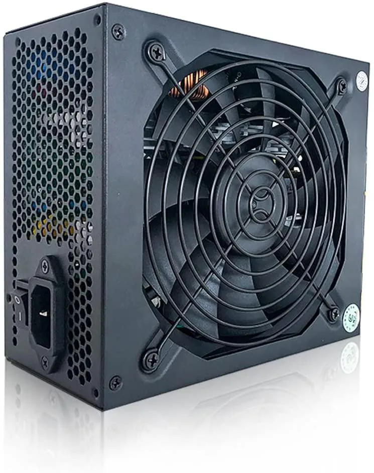 Rectangular 2000W mining PSU, black metal casing, modular cables, single fan visible