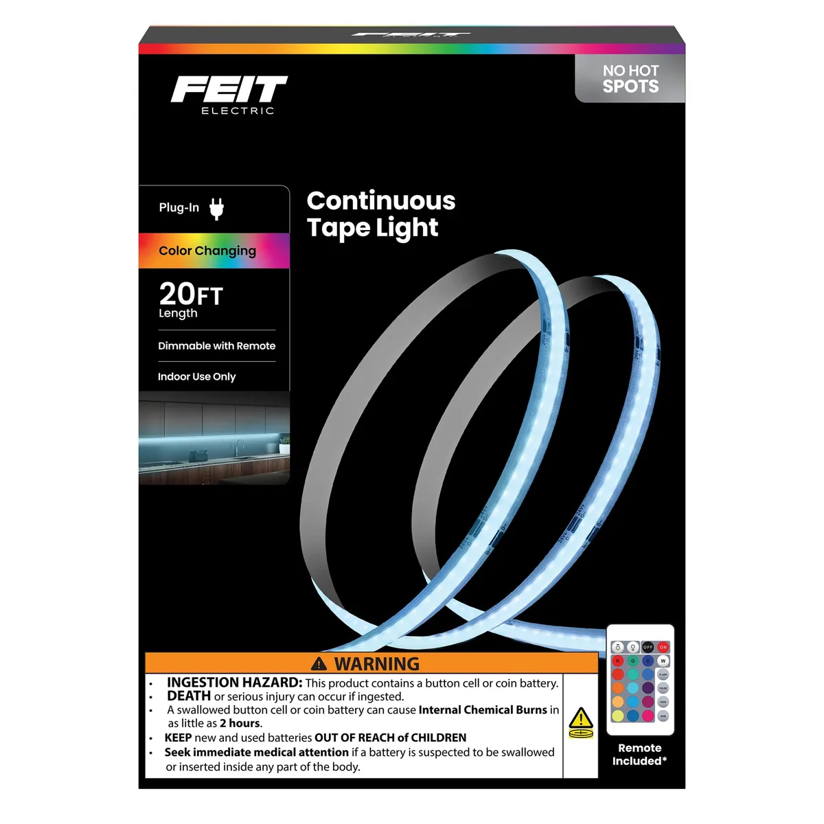  Feit Electric TAPE240/COB/RGB under cabinet 20 ft COB RGB 10 mm — product photo