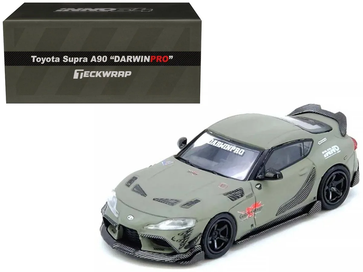 Inno Models Inno Models Toyota Supra A90 DarwinPro Matt Green Carbon Accents 1/64 Diecast Hobby Collectible — product photo