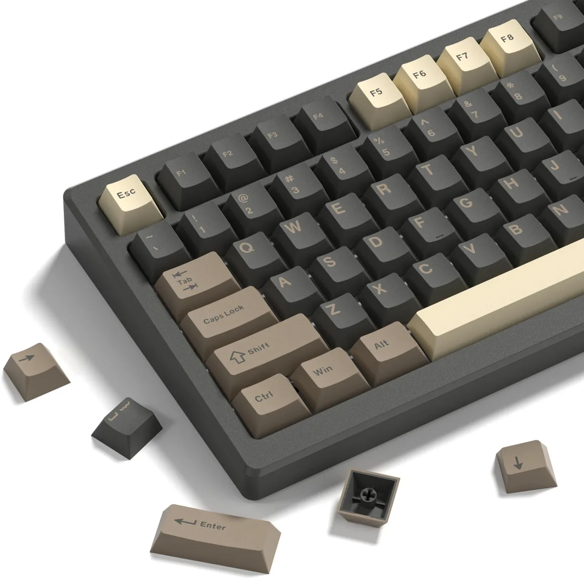  COSTOM Womier Double Shot PBT Keycaps Cherry Profile Brown Gray 132 keys — product photo