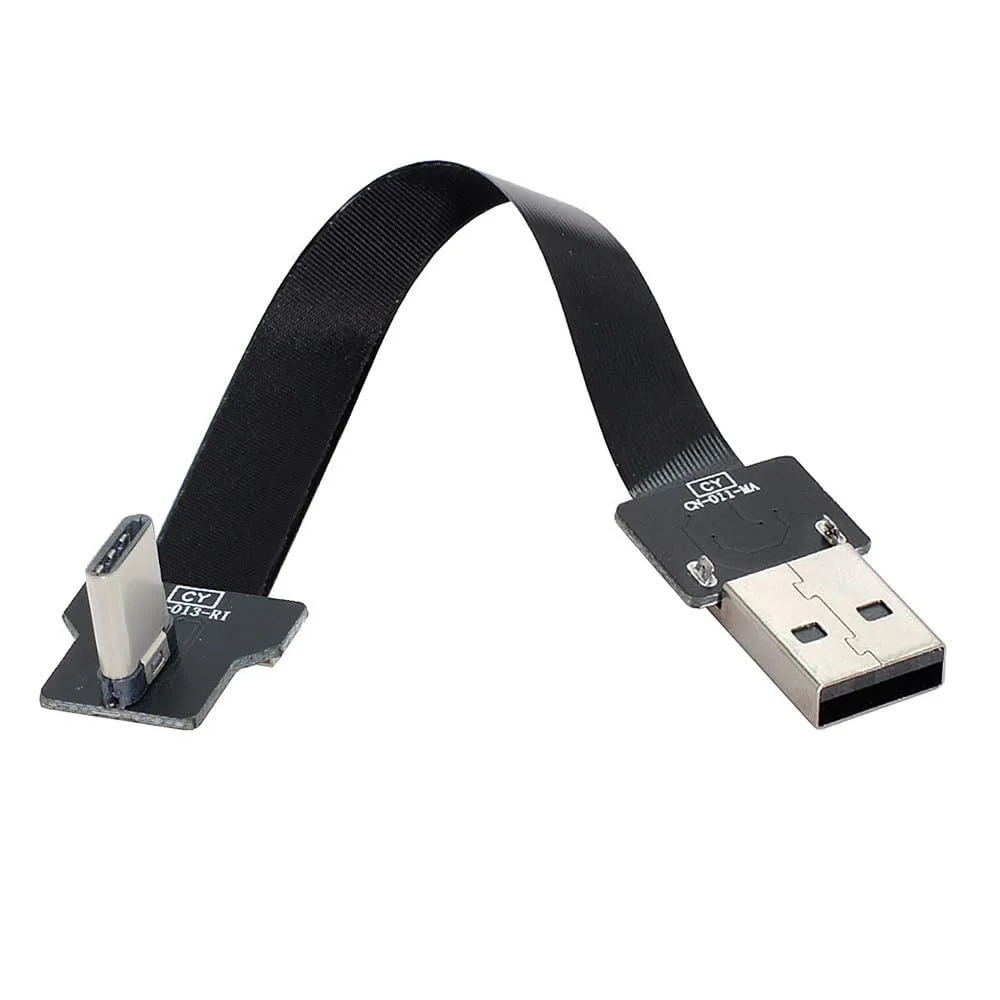 LORDWORLD LORDWORLD Right-Angled USB 2.0 Type-A to USB-C Flat FPC Cable 200cm 480Mbps — product photo