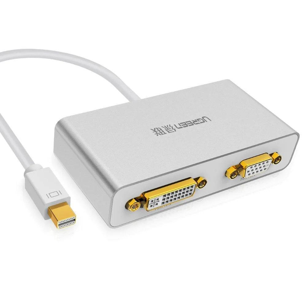 Transway's Marketplace Transway's Marketplace Mini DP Thunderbolt to HDMI VGA DVI Adapter White 0.5 ft 10438 — product photo