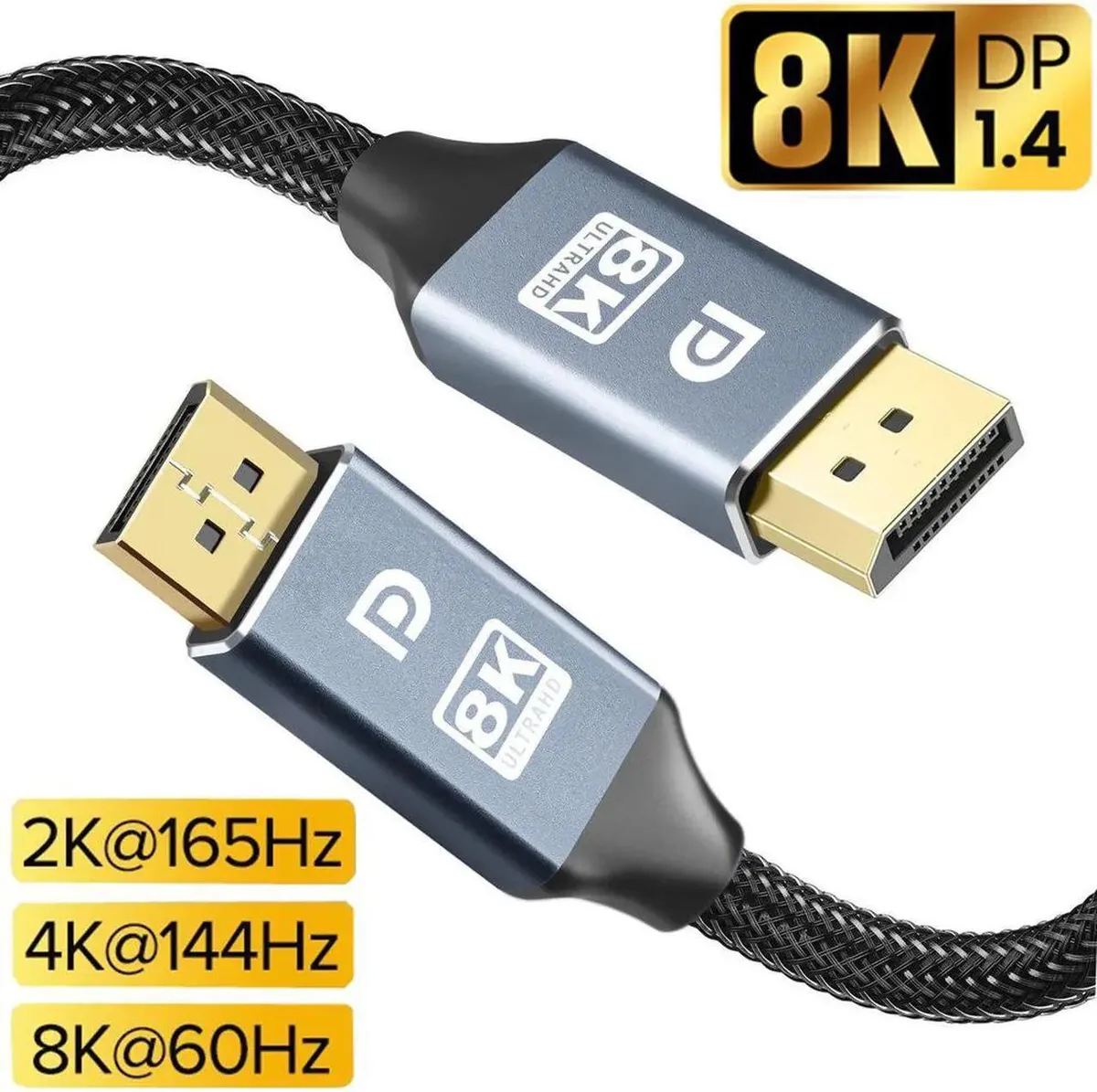 Aomoproing Aomoproing DisplayPort cable 10ft 8K@60Hz 4K@120Hz 2K@165Hz grey — product photo