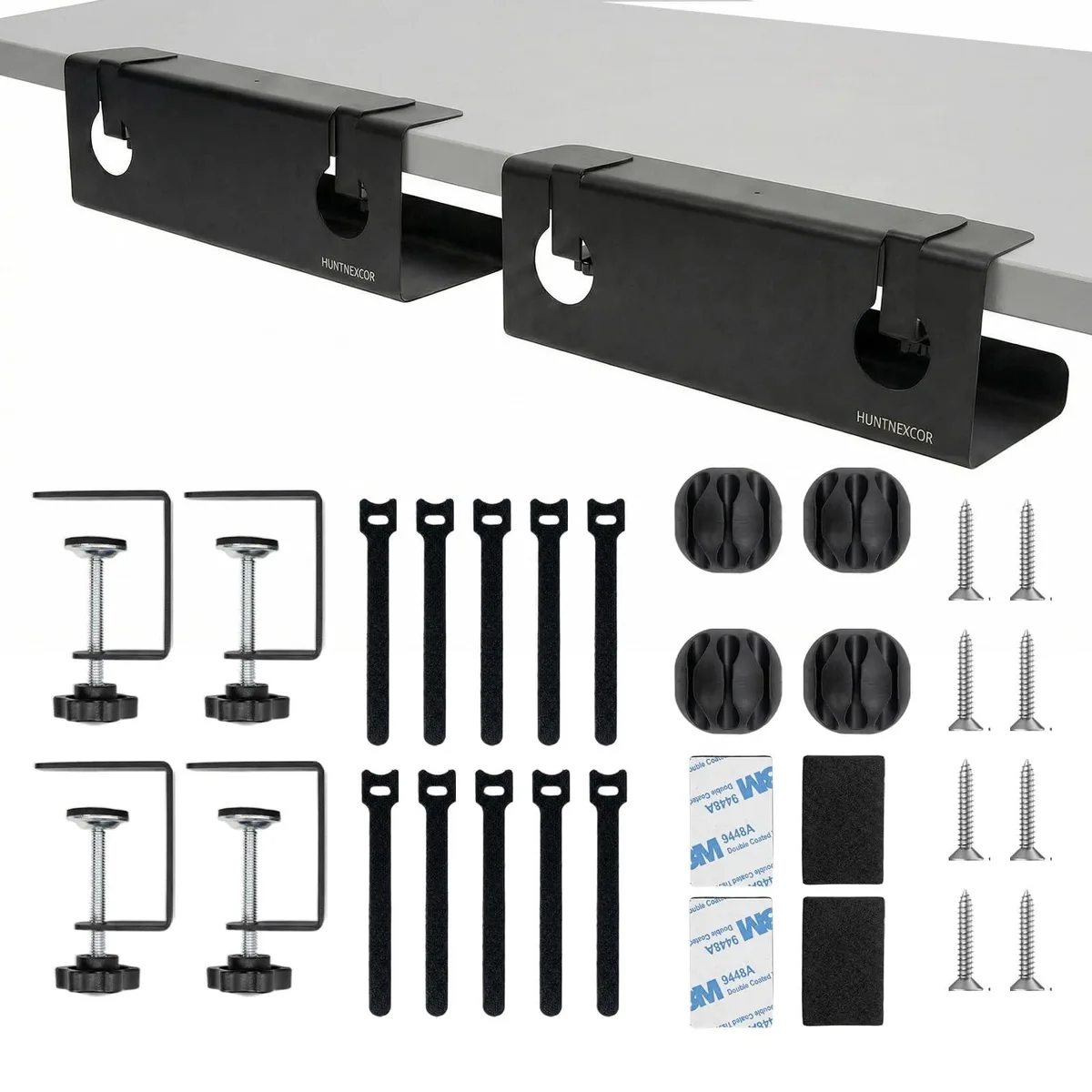 Barrow Mods Barrow Mods 2 in 1 Accessory Under Desk Cable Tray Clamp 16.9" 5.7" 4.1" 15 lbs Black 2 Set — product photo