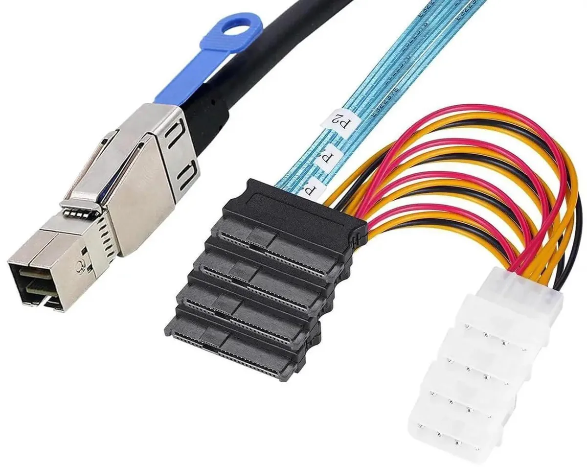 SMUGDESK SMUGDESK 2PCS 3.3FT Internal HD Mini SAS SFF8644 to 4 x SFF8482 Cable with IDE Power Cable — product photo