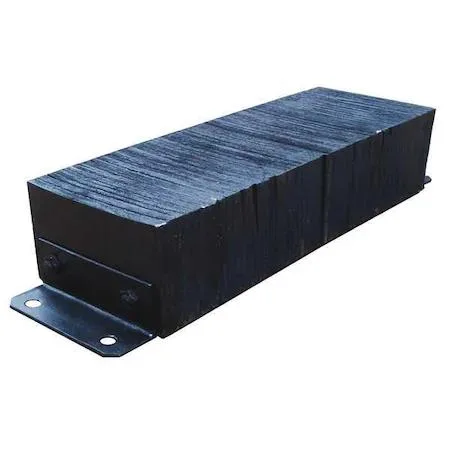 Rectangular rubber dock bumper, 10 by 6 by 32 inches, four bolt holes