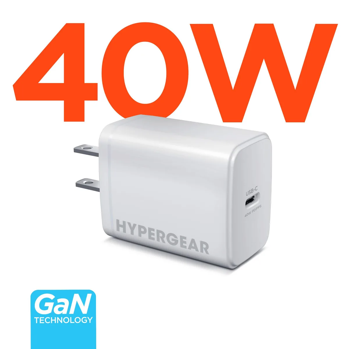 HyperGear HyperGear SpeedBoost 40W USB-C PD GaN Charger White 16237 — product photo
