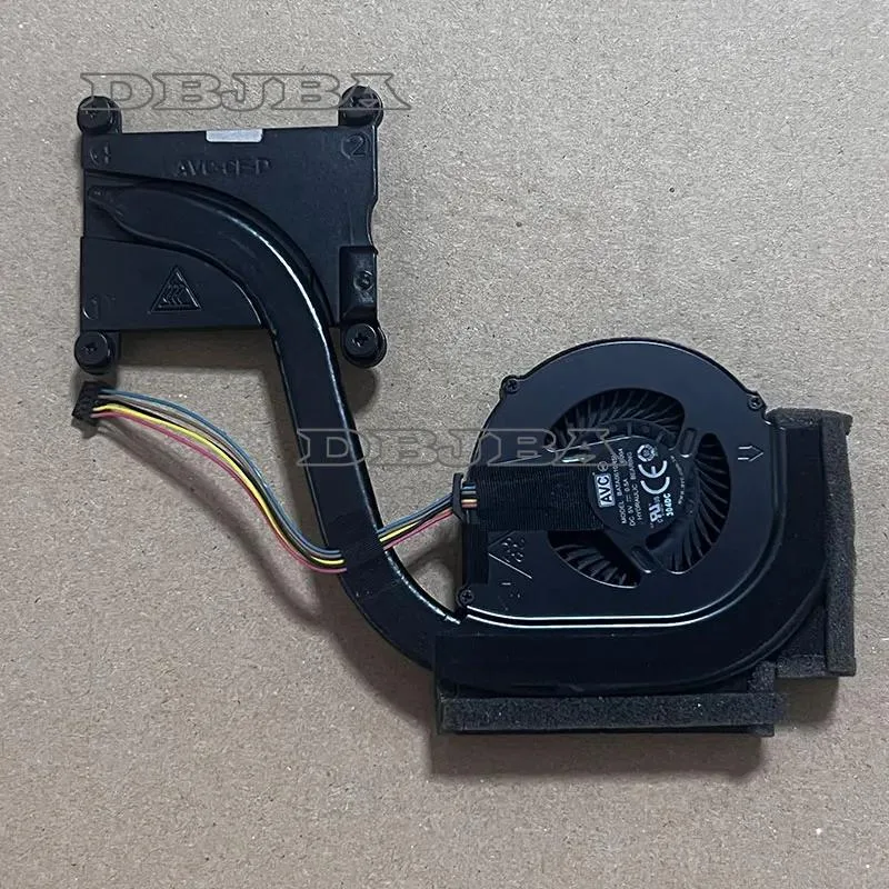 Black laptop CPU cooler fan with copper heatsink and wire connector