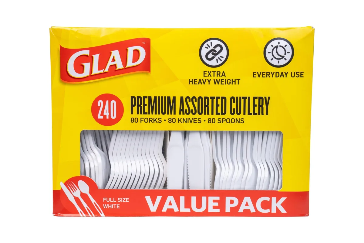 White disposable cutlery set, 240 pieces in bulk box