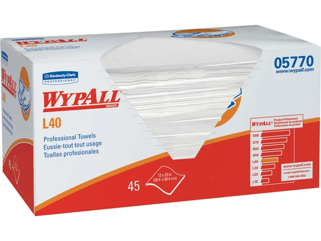 WypAll WypAll 5770 L40 Cleaning Towels 12x23 White 540 Case 12x45 — product photo