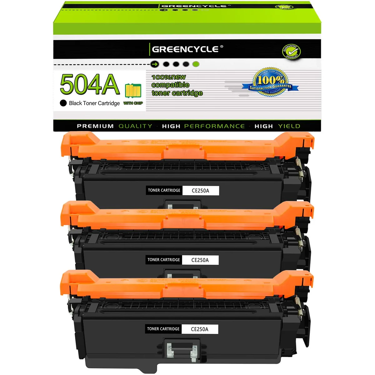 GREENCYCLE GREENCYCLE 504A CE250A Black Toner Cartridge 3 Pack — product photo