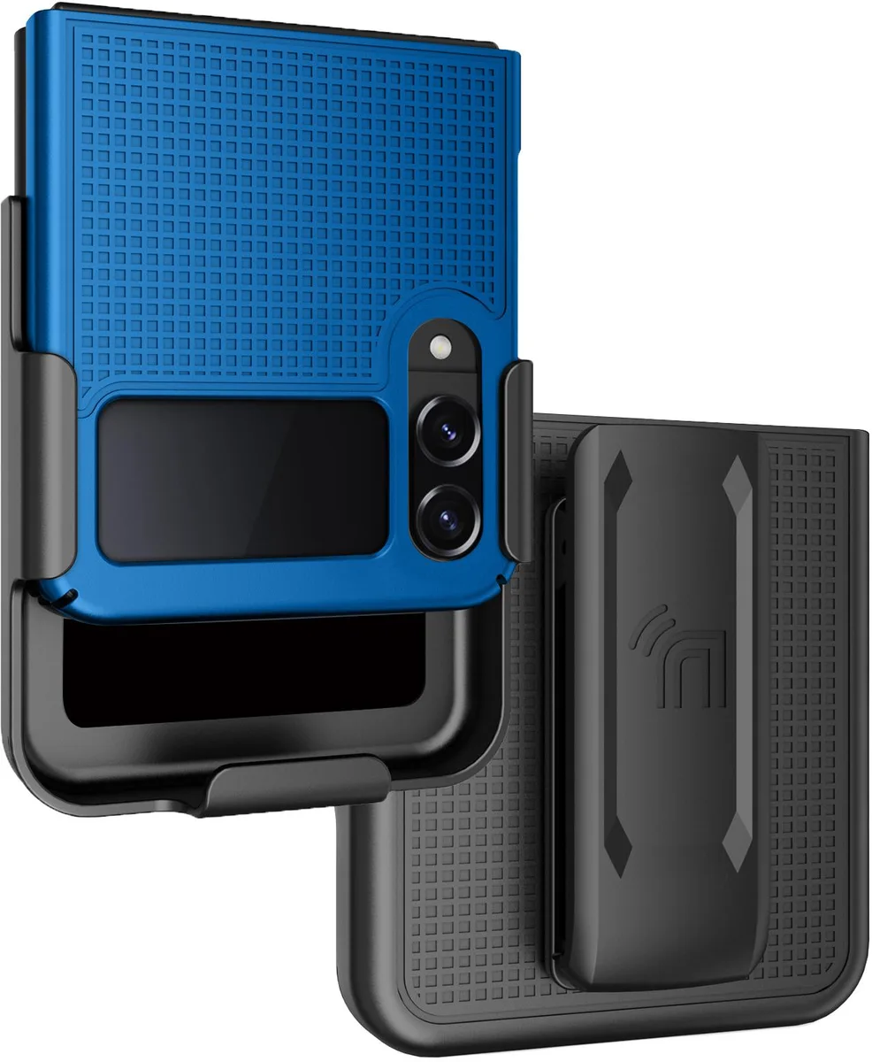 Nakedcellphone Nakedcellphone Grid Case + Belt Clip Holster Cobalt Blue for Samsung Galaxy Z Flip 4 5G — product photo