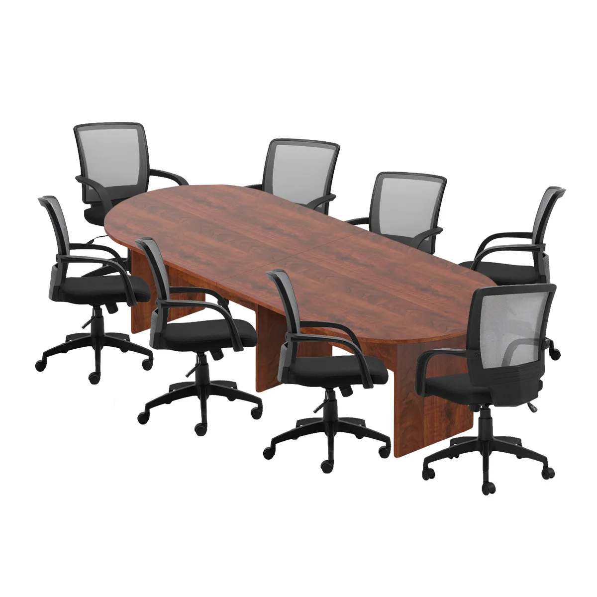GOF GOF 10 FT Racetrack Conference Table w/ 8 Chairs Set Dark Cherry — product photo